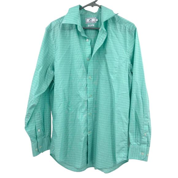 Southern Tide Size Medium Shirt Green Plaid Button Up Stretch Lightweight Casual - Picture 1 of 6